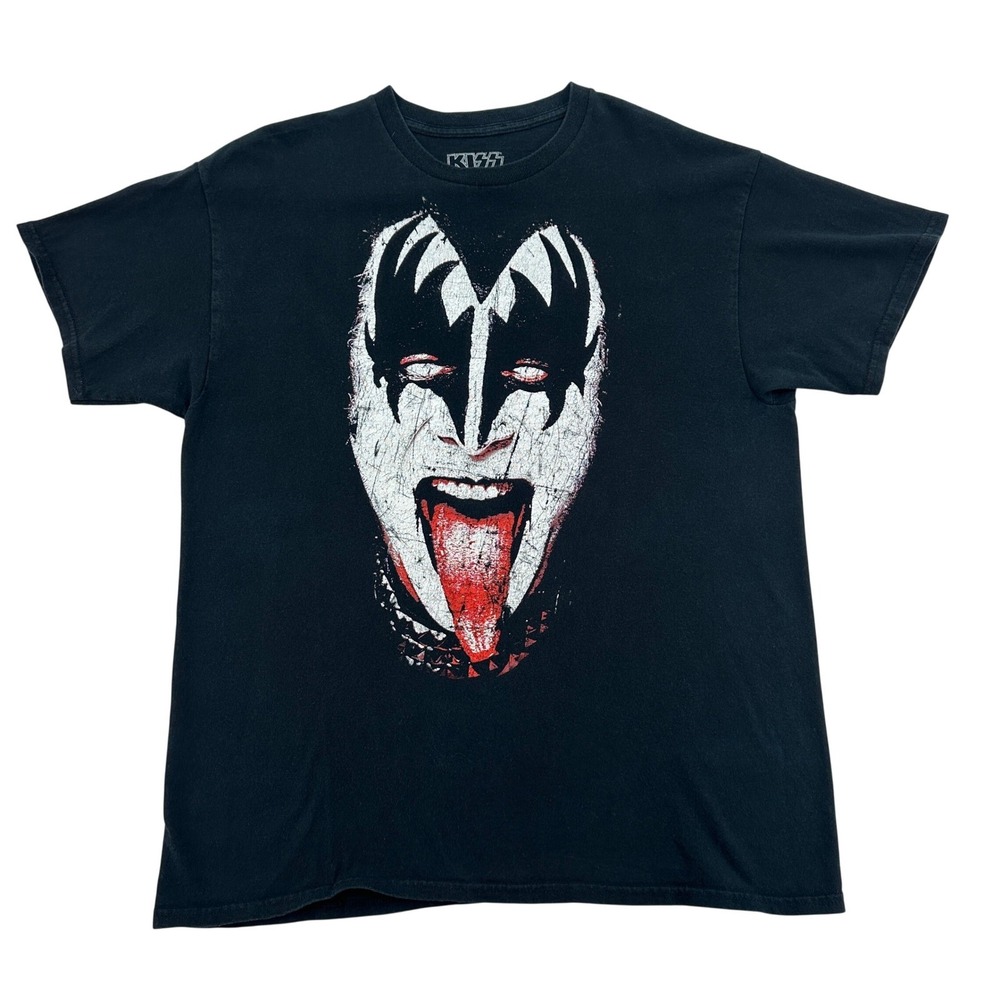 KISS Gene Simmons Men L The Demon T-Shirt Black 2015 Mad Engine Rock Band Tee